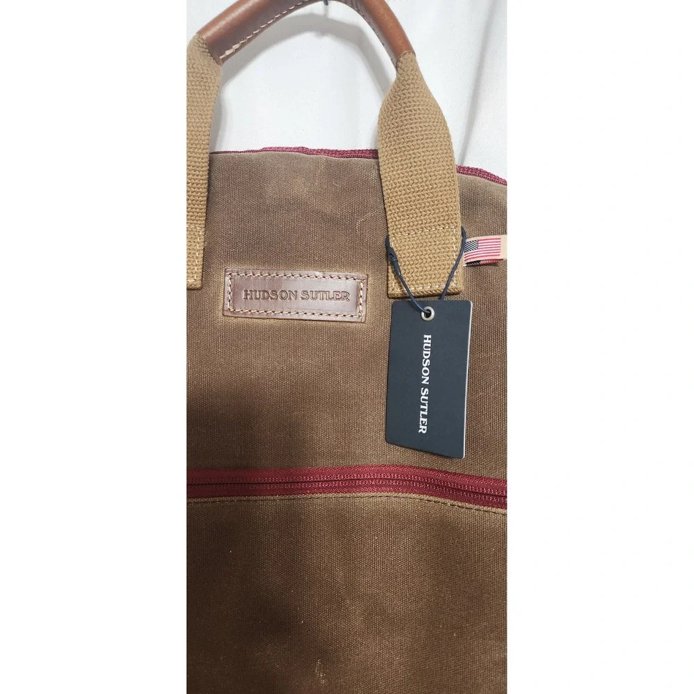 Hudson Sutler Waxed Canvas Garment Bag Brown Burgundy Travel Suit Cover NWT